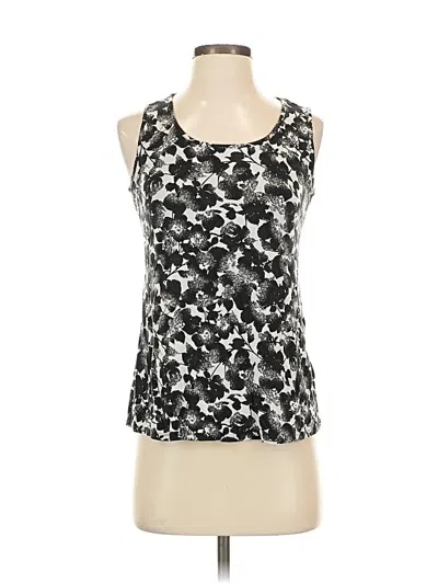Pre-owned Jjill Sleeveless Top Black Floral Pattern Scoop Neck Tops