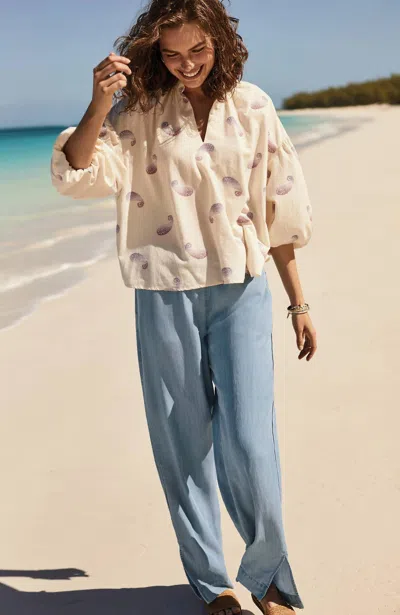 Jjill J.jill Slit-hem Indigo Tencel™ Pants In Cliffside Wash