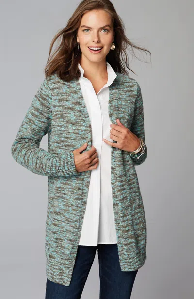 Jjill J.jill Slub-textured Space-dyed Cardi In Dusty Olive Multi