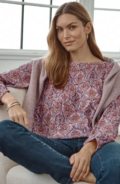 Jjill J.jill Smocked Elastic-hem Top In Multi