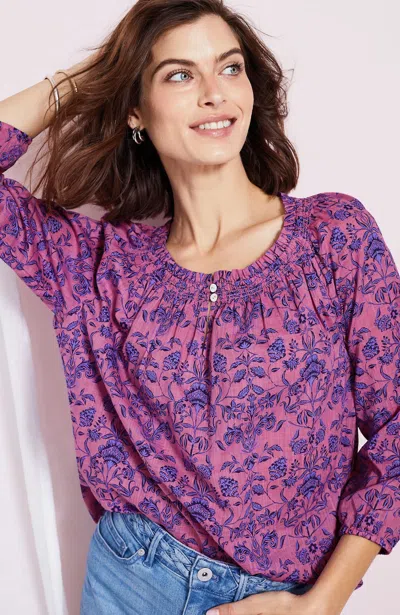 Jjill J.jill Smocked Floral-print Top