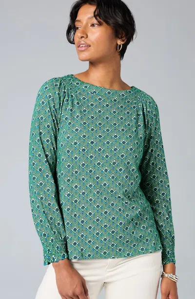 Jjill J.jill Smocked Geometric Printed Top In Meadow Festive Geo