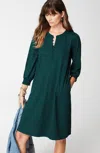 Jjill J.jill Smocked Henley Dress In Dark Teal
