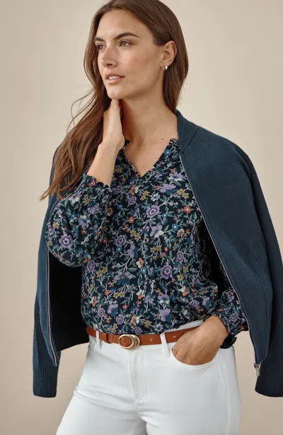 Jjill J.jill Smocked Jersey Top In Blue