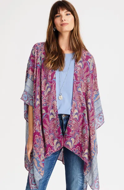 Jjill J.jill Soft Border-printed Ruana In Multi