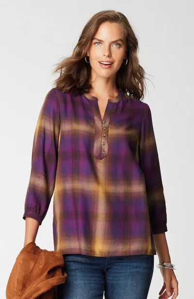 Jjill J.jill Soft-brushed Plaid Popover In Blackberry Multi