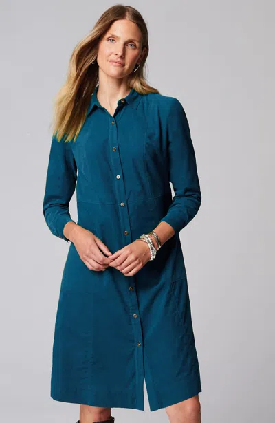 Jjill J.jill Soft Cord Shirtdress In Peacock Blue
