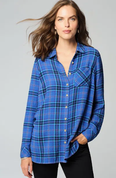 Jjill J.jill Soft Crinkled Plaid Tunic In Crystal Multi
