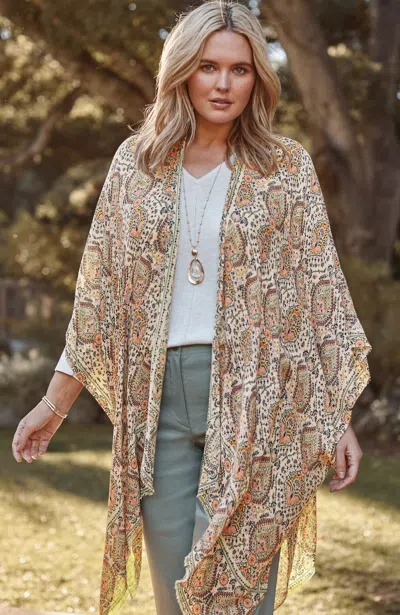 Jjill J.jill Soft Draped Ruana In Blush Multi