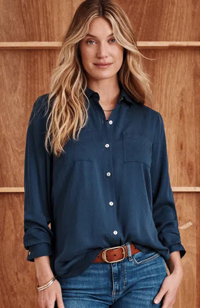 Jjill J.jill Soft-luxe Button-front Shirt In Blue
