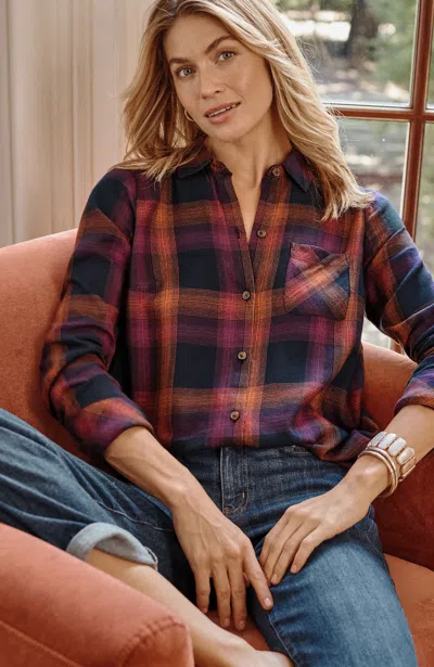 Jjill J.jill Soft Plaid Tunic In Navy Blue Multi