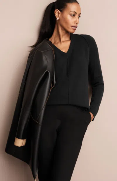 Jjill J.jill Soft Seamed V-neck Sweater In Black