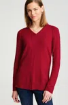 Jjill J.jill Soft Seamed V-neck Sweater In Red