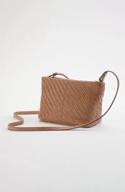Jjill J.jill Soft Woven-leather Crossbody In Cognac