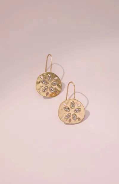 Jjill Sparkling Sand Dollar Drop Earrings In Gold