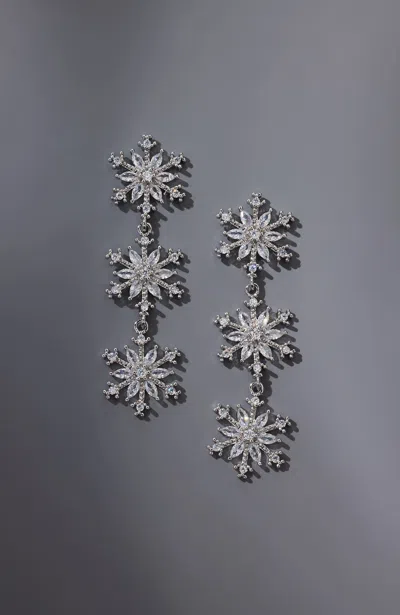 Jjill J.jill Stacked-snowflakes Earrings In Silver