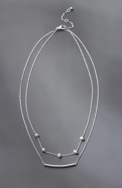 Jjill J.jill Sterling Silver Pearl & Bar Necklace