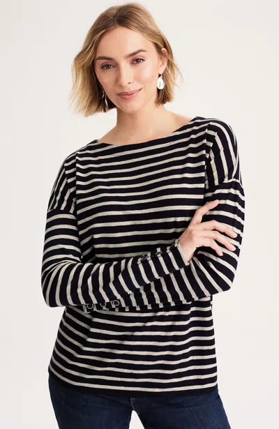 Jjill J.jill Striped Buttoned-cuff Tee