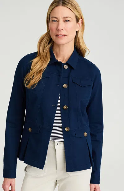 Jjill J.jill Striped Chino Peplum Jacket In Blue