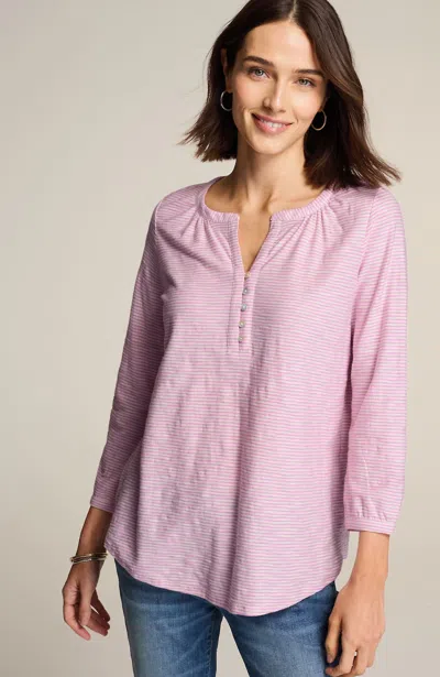 Jjill J.jill Striped Cotton Top In Cream,petunia