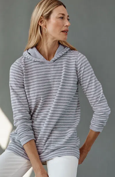 Jjill J.jill Striped Double-knit Hoodie In Silver