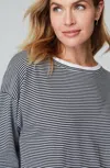 Jjill J.jill Striped Double-layer Tee In Black,white