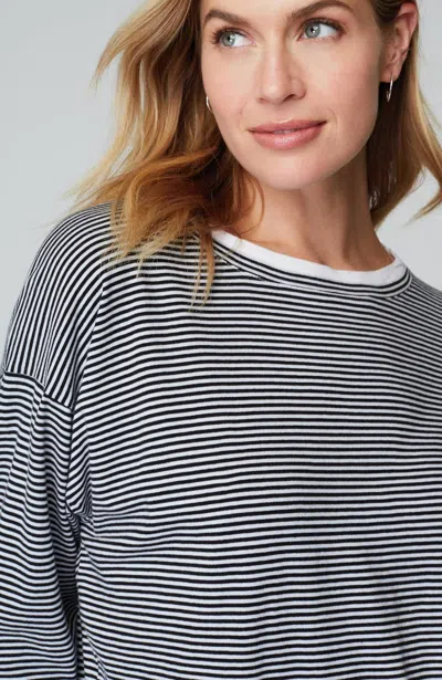 Jjill J.jill Striped Double-layer Tee In Black,white