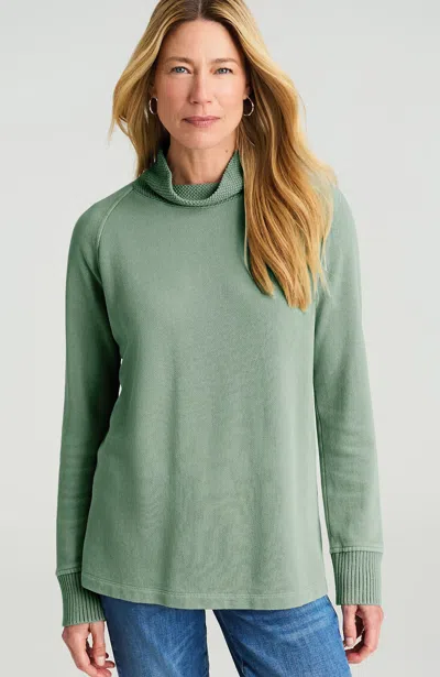 Jjill J.jill Sweater-trim Mock-neck Top In Green
