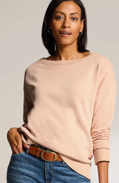 Jjill J.jill Sweater-trimmed Garment-dyed Pullover In Light Rosewater