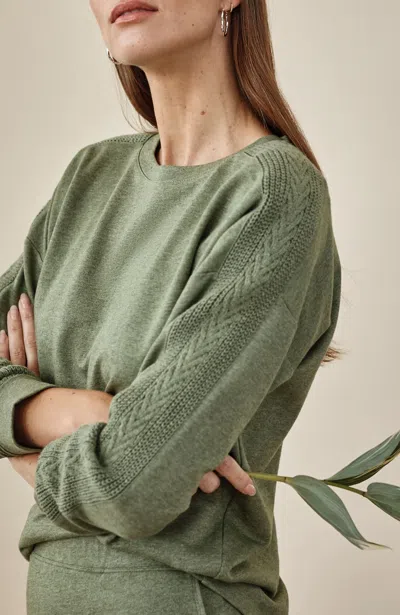 Jjill J.jill Sweater-trimmed Sweatshirt In Green