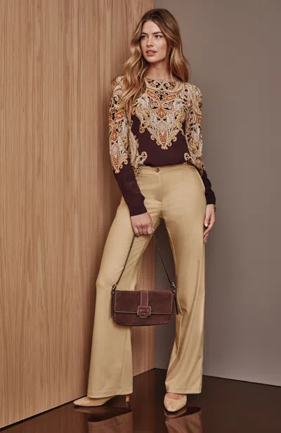 Jjill Tall Brushed Wide-leg Trouser Pants In Brown Sugar Heather