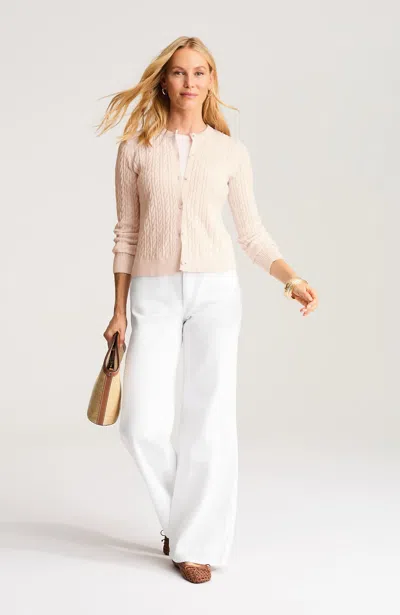 Jjill Tall Cabled Button-front Cardigan In Pale Rose