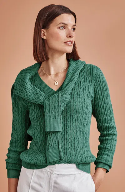 Jjill Tall Cabled V-neck Pullover In Sea