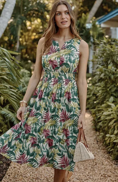 Jjill Tall Carefree Midi Dress In Cream Fresh Tropical