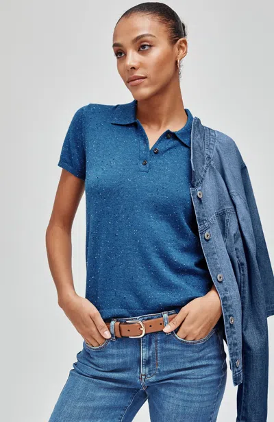 Jjill Tall Cotton Cashmere Polo In Lakeside Tweed