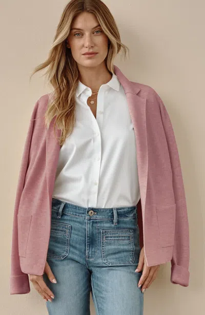 Jjill Tall Cotton-blend Notched-collar Cardigan In English Rose Heather