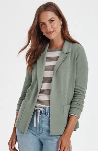 Jjill Tall Cotton-blend Notched-collar Cardigan In Eucalyptus