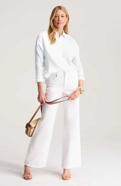 Jjill Tall Cotton-gauze Dolman-sleeve Shirt In White
