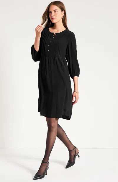 Jjill Tall Crepe Pintuck Dress In Black