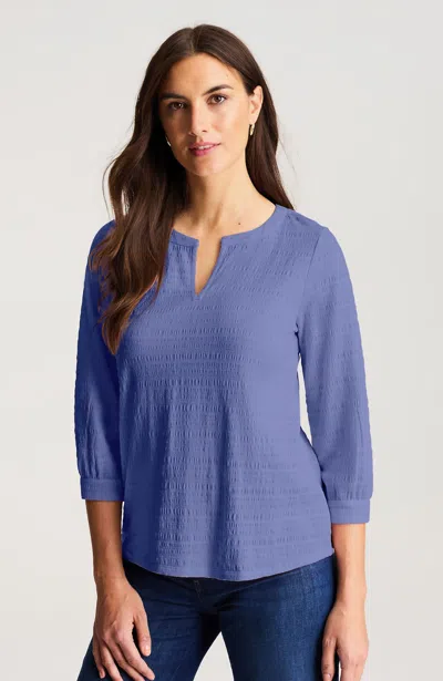 Jjill Tall Crinkle-textured A-line Top In Blue Dahlia