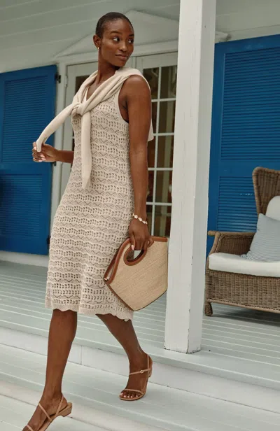 Jjill Tall Crochet V-neck Dress In Neutral