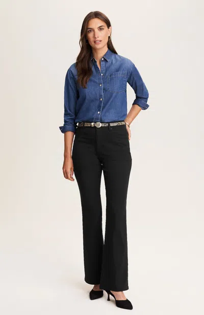 Jjill Tall Curvy-fit Curved-pocket Flare Jeans In Black