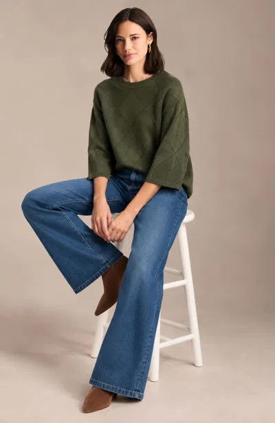 Jjill Tall Diamond Textured Sweater In Moss Stone Heather