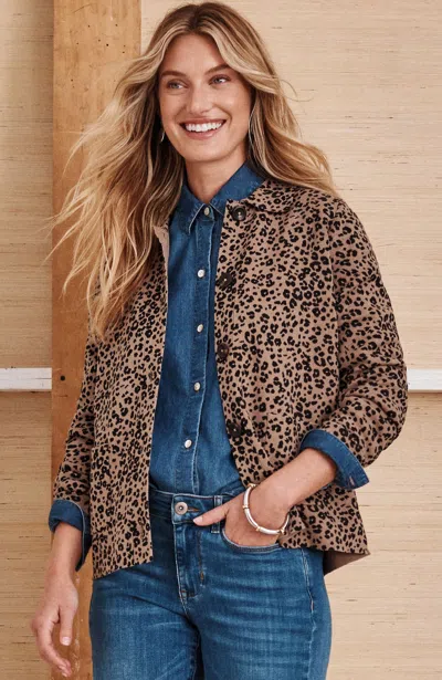 Jjill Tall Double-knit Sweater-jacket In Clay Heather Classic Leopard