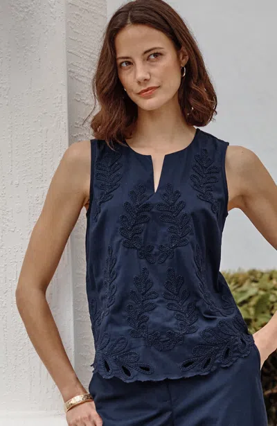 Jjill Tall Eyelet Poplin Tank Top In Blue