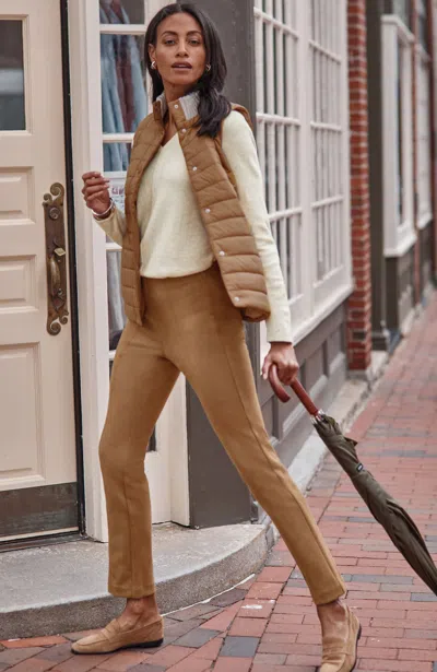 Jjill Tall Faux-suede Seamed Slim-leg Pants In Warm Tan