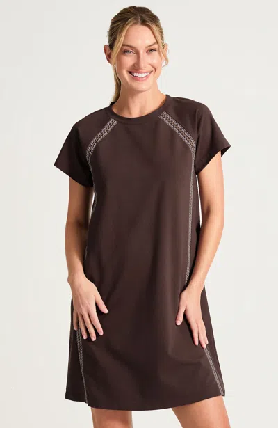 Jjill Tall Fit Embroidered Seamed Dress In Beechnut Multi