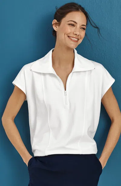 Jjill Tall Fit French Terry Half-zip Pullover In White