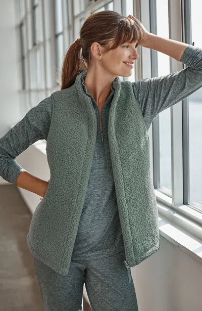 Jjill Tall Fit Reversible Sherpa Vest In Blue Smoke