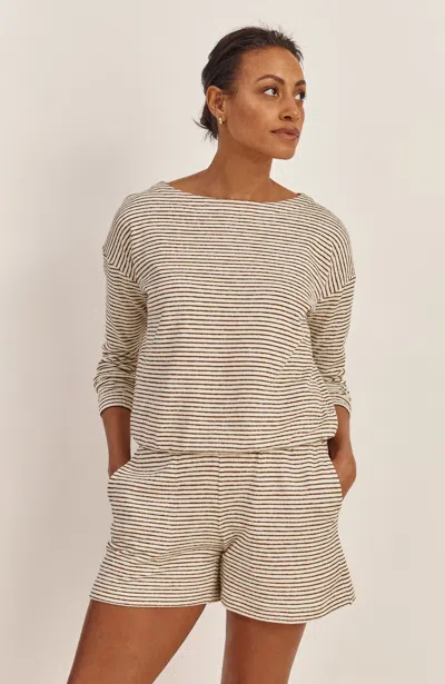 Jjill Tall Fit Striped Shorts In Cream/cinnamon